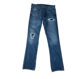 Hollister Slim Straight Jeans Mens 30x32 (Meas 32x32) Mid Rise Adult Distressed